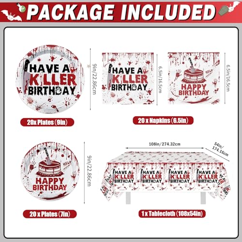 Halloween Horror Birthday Party Decorations Set with Banner Plates Balloons Cups Napkins & Tablecloth