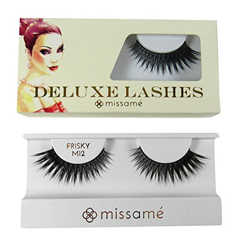 Missamé Frisky Glamour Flare False Eyelashes Set Handmade Black 1 Pair - Strip Lashes for Glam Halloween