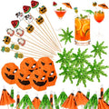 Halloween Cocktail Drink Accessories Set with Umbrella & Skewers - 160 Pcs