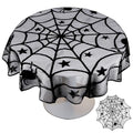 Halloween Round Black Lace Spiderweb Tablecloth 40 Inch - Festive Table Decor