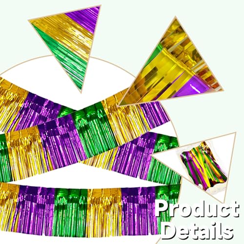 4pcs Mardi Gras Decorations Set Fringe Garland Party Supplies for Parade & Festive Events