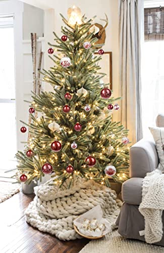 30PCS Red & Clear Shatterproof Christmas Tree Ornaments 2'' Holiday Decor Set - Variation: Red #01 / 1.97"