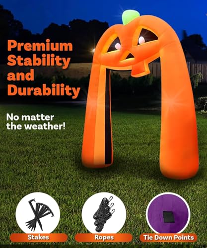 Halloween Pumpkin Inflatable Archway - 10FT Outdoor Spooky Yard Decor with LEDs - Pumpkin Arch Variation