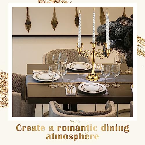 Gold 3-Piece 5-Arm Metal Candelabra - 10.24 Inch Tall Elegant Candle Holders