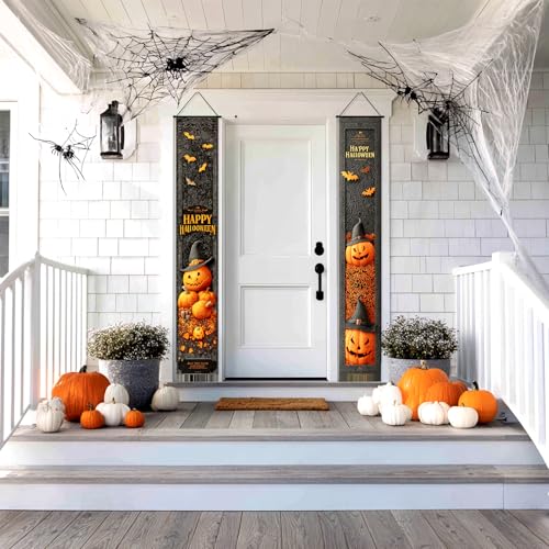 Halloween Decor Banner - Happy Halloween Porch Signs for Indoor & Outdoor Use - 5 Variations