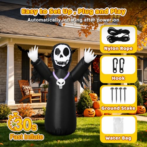 4FT Halloween Inflatable Grim Reaper Outdoor Decoration with Lights