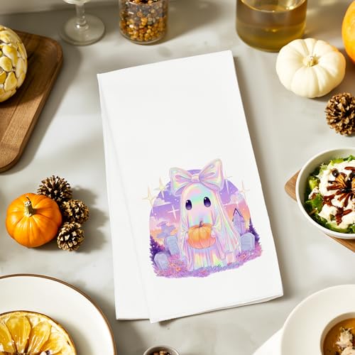 Halloween Towels for Kitchen & Bathroom - Pumpkin Ghost Decor Gift - 16x24 Inches
