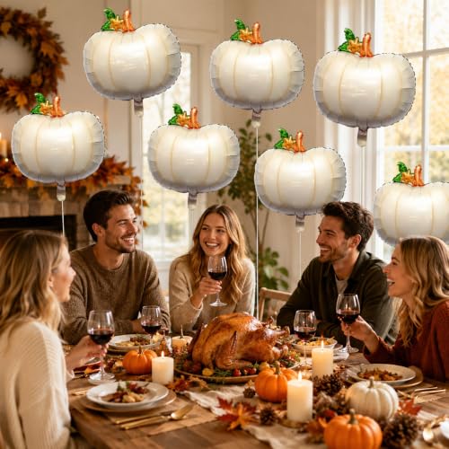 White Pumpkin Balloons Set - 12pcs Fall Thanksgiving Party Decorations