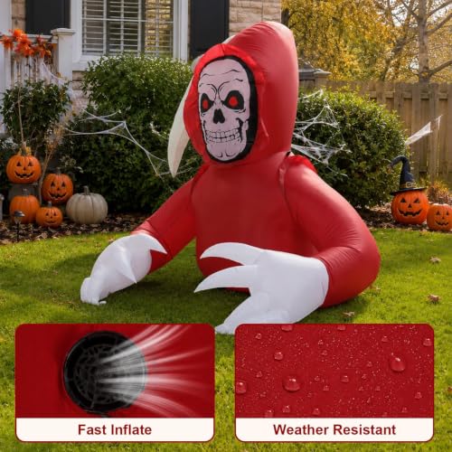 6FT Halloween Inflatable Grim Reaper with LED Lights Outdoor Decor