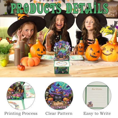 Green 3D Pop Up Halloween Ghost Card Halloween Greeting Card with Envelope & Note