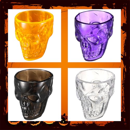16 Pack Skull Shot Glasses - Unbreakable Plastic Cups for Halloween Party Favors
