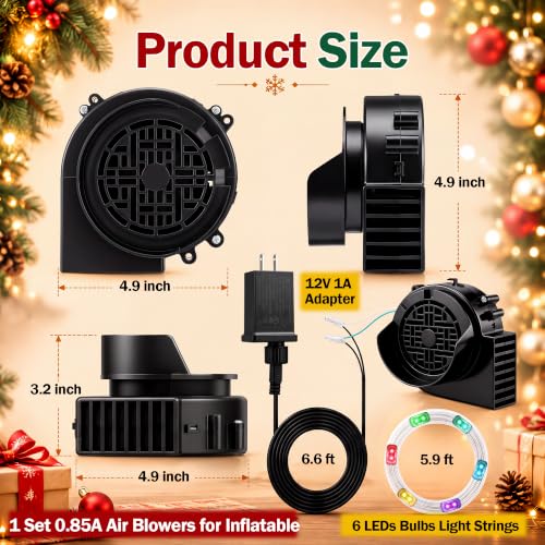 Air Blower for Inflatable with 6 Colorful LED Light String - 0.85A Waterproof Kit - Variation of THIS listing