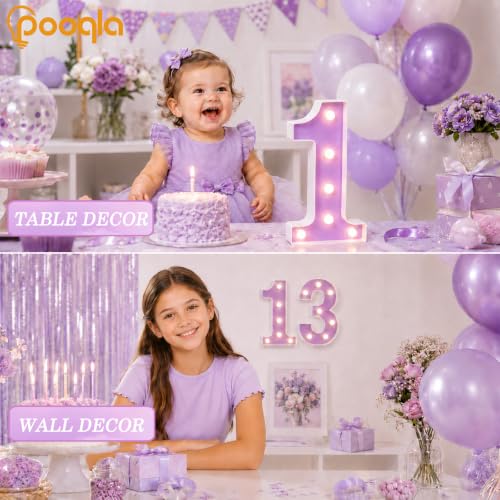Purple Light Up Number 6 for Birthday Party Decorations - Girl Celebration