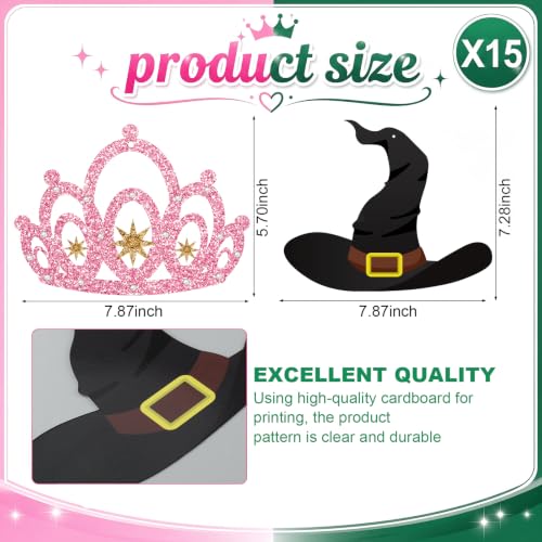 15 Pcs Witch Party Decorations - Hanging Witch Hat & Crown Banner - Halloween Indoor Decor