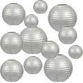 12Pcs Mixed Size Silver Paper Lanterns for Parties Weddings Christmas Home Decor