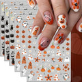 Halloween Nail Stickers Cat Pumpkin Ghost Web 6 Sheets DIY Self-Adhesive Halloween Nail Decals - Style 6