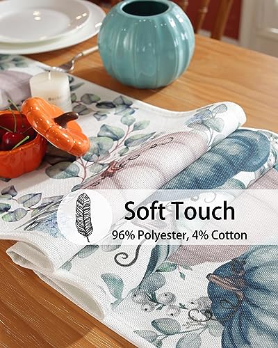 Blue Fall Table Runner 72 Inch for Thanksgiving & Holiday Decor