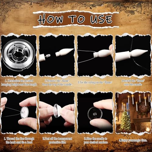 White 24 Pack Halloween LED Floating Candles with Flickering Flameless Tapers & Magic Wands