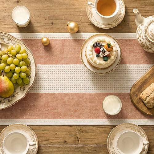 Caramel Farmhouse Rustic Fall Table Runner 13x72 Inch - Seasonal Macrame Kitchen Decor