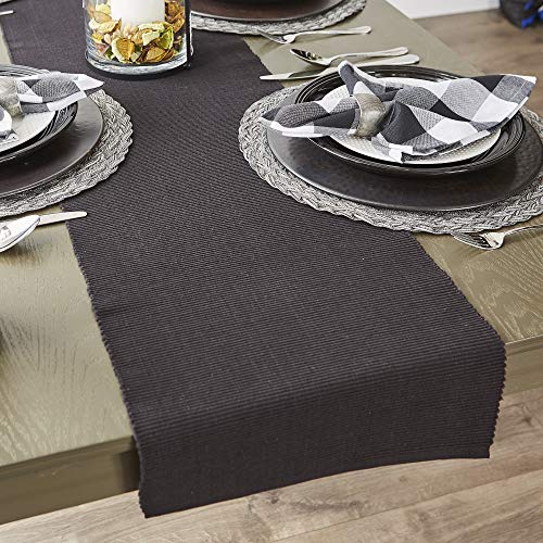 Cotton Table Runner 13x72 Black - DII Basic Everyday Ribbed Design