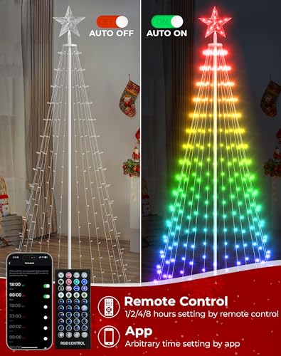Avatar Controls 8FT Smart RGB Outdoor LED Christmas Tree Lights - App & Remote Control