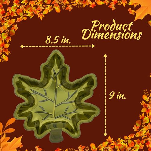 Autumn Leaf-Shaped Metallic Plastic Serving Dishes - Set of 3, Fall Decor & Party Supplies