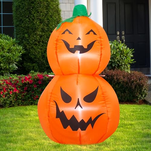 Halloween Inflatable Pumpkin Decoration - 3.5 Feet Tall with LED Lights - Variation of 3.5FT Halloween 2 Pumpkins