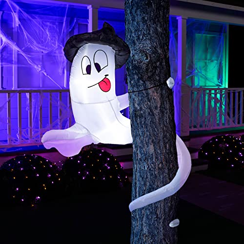 Halloween Inflatable Ghost Decor for Outdoor Yard with LED Lights - 5 ft Tall Twining Tree Ghost