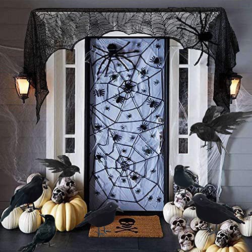 12 Pieces Halloween Black Feathered Crows Decor - Realistic Ravens for Indoor Outdoor Halloween Scene - 3 Styles