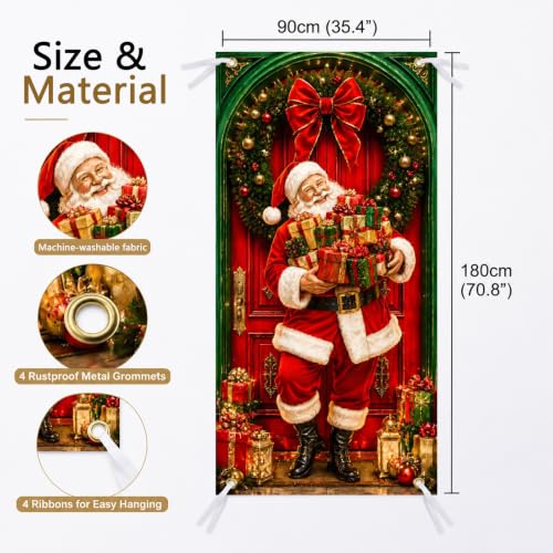 Christmas Door Cover Santa Gifts Banner Festive Front Door Decor - Santa Gifts Variation