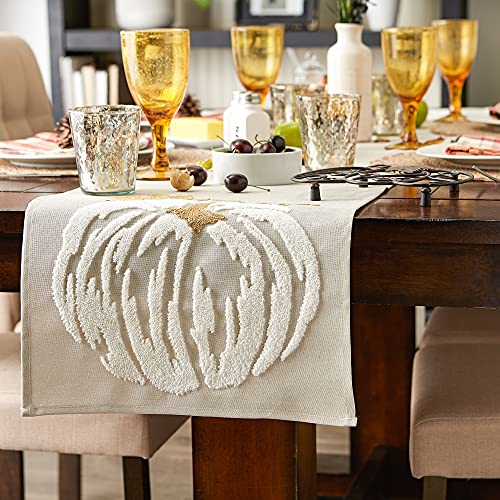 Fall Table Runner with Embroidered White Pumpkin - 14x70 Inches, Thanksgiving Decor Variation of THIS listing