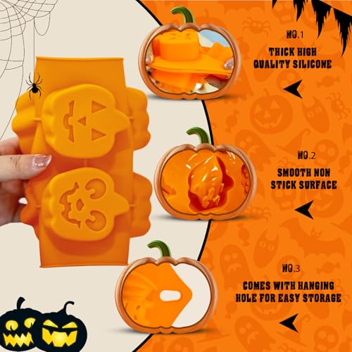 Halloween Silicone Mold Set 4pcs - 19 Spooky Shapes for Baking & Crafts
