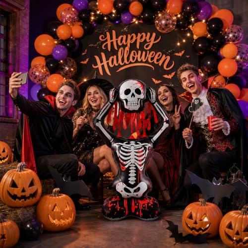 3.5FT Self Standing Bloody Skeleton Balloon Halloween Decor - Indoor Outdoor