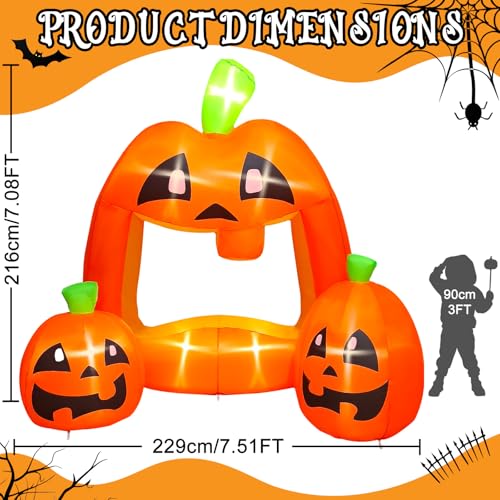 7FT Halloween Inflatable Pumpkin Photo Booth with LED Lights - Outdoor Yard Decor