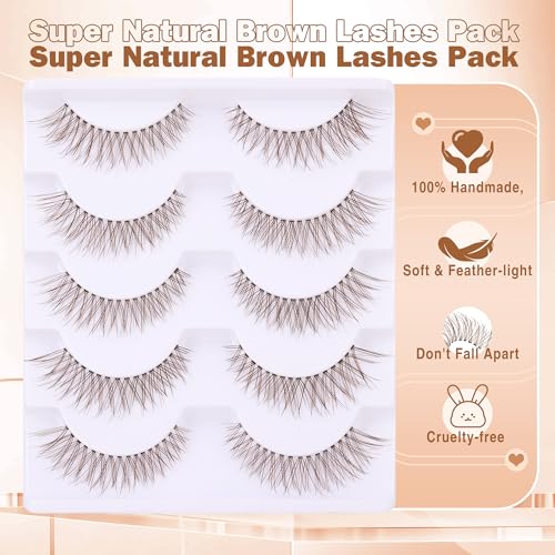 B-Natural Brown False Lash Set - Natural Look Wispy C-Curl Faux Mink Eye Lashes