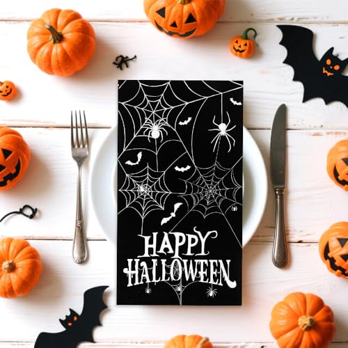 Halloween Spider Napkins - 100 Pcs Disposable Paper Dinner & Guest Towels