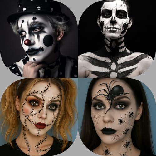 Black Face & Body Paint Kit Water-Based SFX Makeup for Halloween & Cosplay