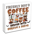 Halloween Coffee Bar Sign Wooden Decor - Ghost & Fall Theme, Indoor Kitchen Accent