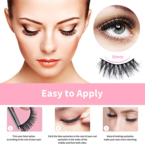 False Eyelashes 8D Fluffy Wispy Faux Mink Cat Eye Lashes 7 Pairs - B08(13-18mm)