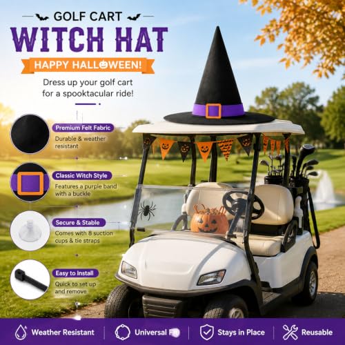 Halloween Witch Hat Car Decoration Set for Golf Carts & Trucks