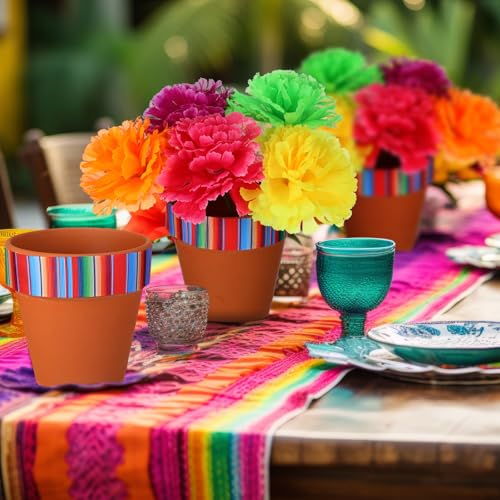 Mexican Vase Set - 9 Fiesta Centerpieces with Stripes - Table Decorations