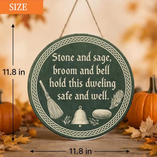 Pagan Witchy House Blessing Wooden Sign - Halloween Decor, 12x12, With Rope - Halloween Decorations, Spiritual Home Sign, Fall & Holiday Decor