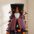 Halloween Tree Topper Hat - Gnome Pumpkin Ribbon Decoration, Foldable, 8.3x9 in