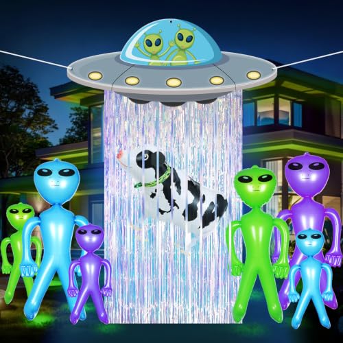 Alien Door Decorations with Tinsel Foil Fringe Curtains - Space Party Supplies