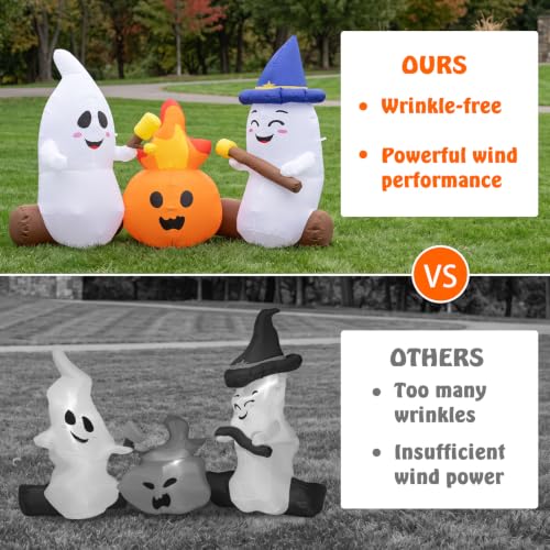 6ft Halloween Inflatable Ghost with Marshmallow Roasting - Outdoor Yard Decoration