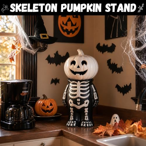 Halloween Skeleton Pumpkin Stand - Water-Resistant Candy & Cake Holder