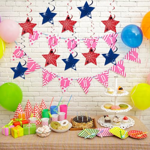 Multicolor Spider Web Hanging Swirl Party Decorations - Halloween, Baby Shower Supplies
