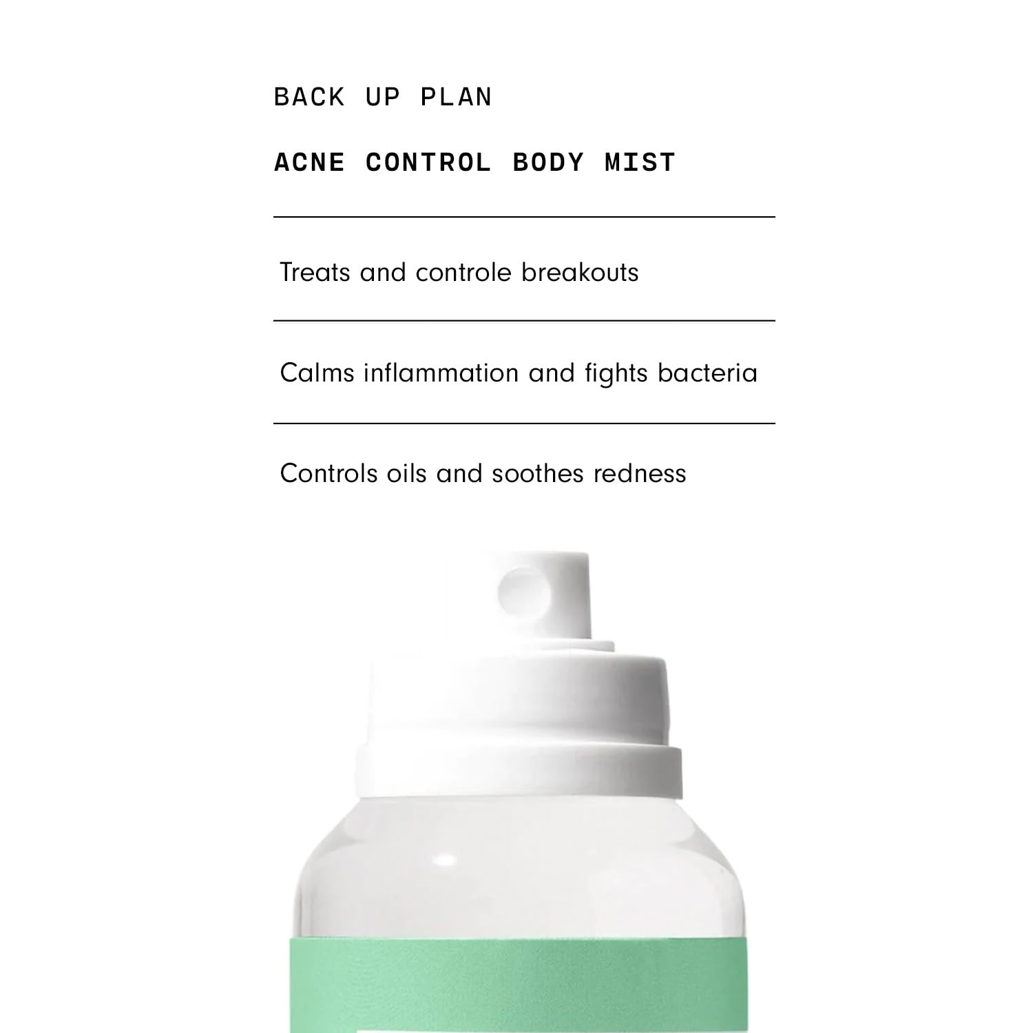 Versed Back-Up Acne Control Body Mist - Salicylic Acid & Tea Tree Oil Spray for Blemish Relief - Vegan (3 oz)