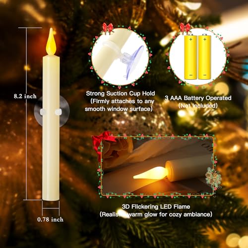 9 Pack Flameless Christmas Window Candles with Remote Timer & Magnetic Base