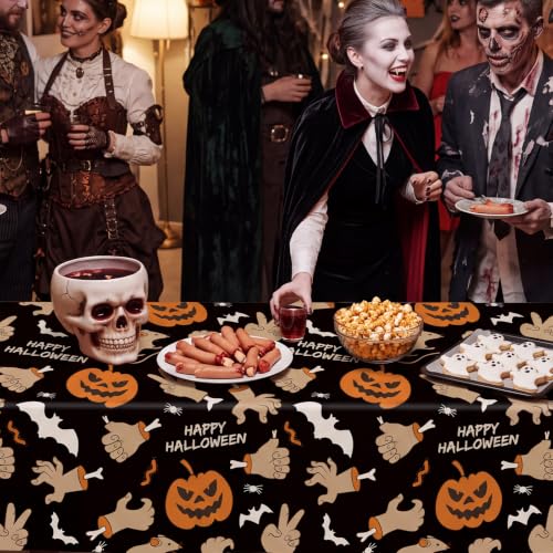 Halloween Pumpkin Tablecloth Set - 4 Pack 54x108 Inch Plastic Halloween Party Covers